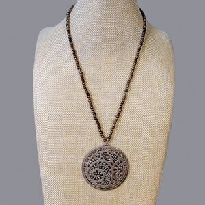 Beaded Necklace with Metal Pendant